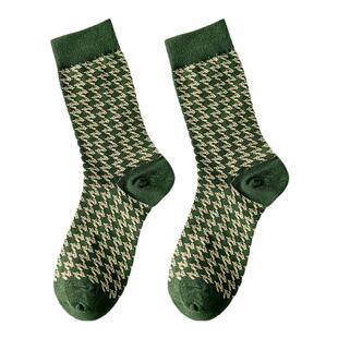 复古袜子女中筒袜ins潮纯棉春秋网红可爱日系绿色长筒堆堆袜秋冬