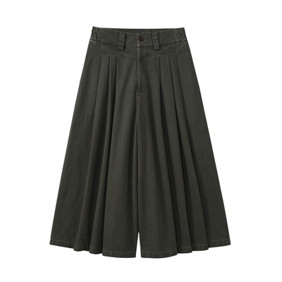 VAPOURBLUE原创设计秋冬松弛感水洗做旧休闲阔腿裤松紧腰七分裤