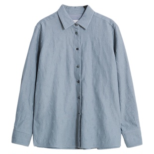 ltyp旅途原品 新店专享五折NO.200 绵羊毛抽象肌理提花长袖衬衫女