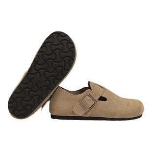 三喜同款软木勃肯鞋加绒真皮鞋子一脚蹬拖鞋女外穿复古钓鱼博肯鞋