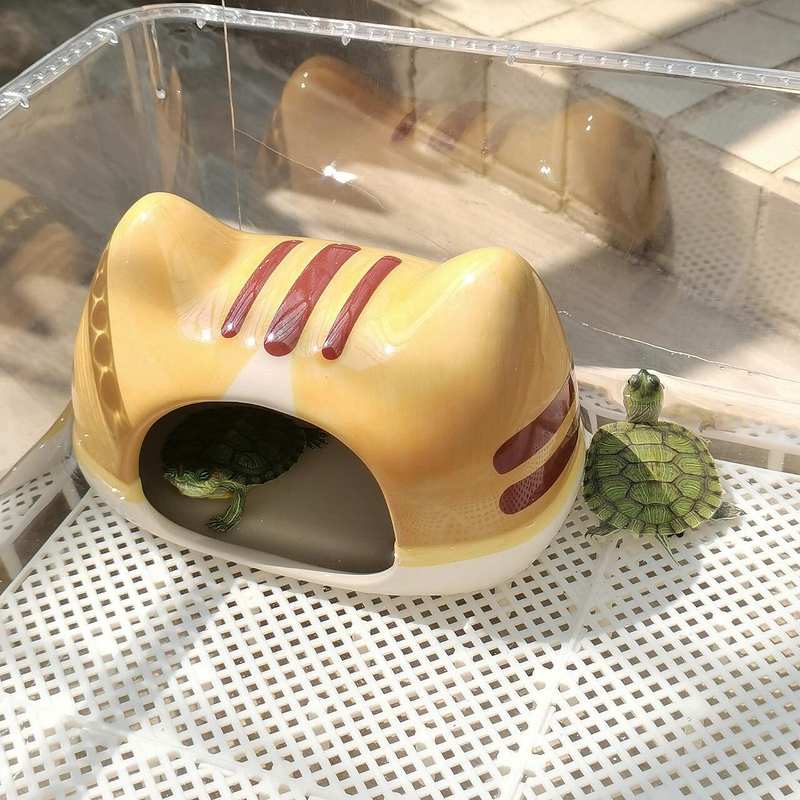 小乌龟躲避屋饲养缸晒台睡觉窝鱼缸造景装饰摆件陶瓷躲避洞穴家用