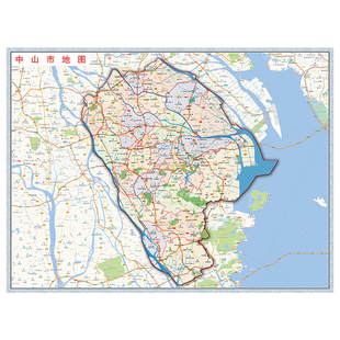 2026新版定制定做高清广东省各区县市如横版中山市地图海报装饰画