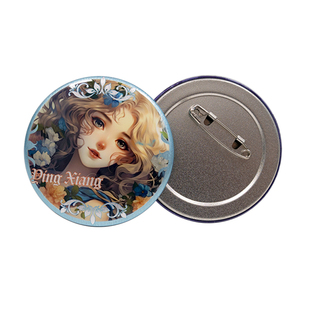 徽章定做定制吧唧马口铁金属来图双闪银葱拉丝方形盲盒谷子影享