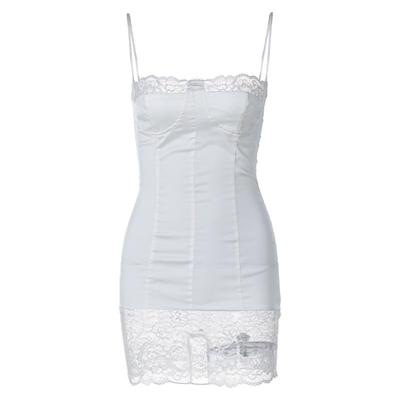 纯欲风蕾丝拼接吊带连衣裙