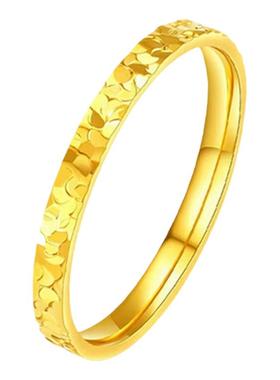 老凤祥足金碎冰冰黄金戒指素圈