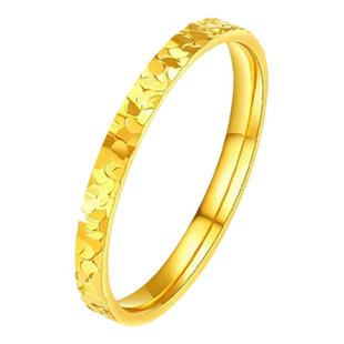 老凤祥碎碎冰黄金戒指999足金素圈情侣对戒女新款纯金生日礼物