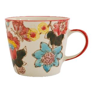 复古风花卉陶瓷马克杯情侣水杯女高颜值伴手礼杯子家用喝水杯微瑕