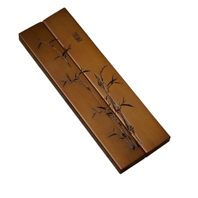 铜契镇纸紫铜刻竹名家画做工精细