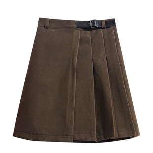 冬季毛呢短裙女秋冬小个子配靴子2025新款百褶半身裙外穿加厚冬裙