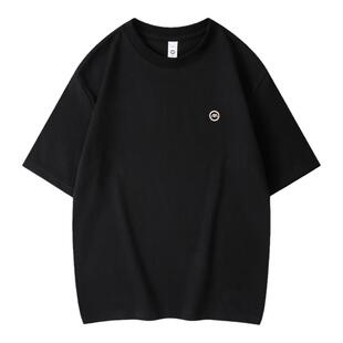 夏季250g重磅短袖T恤男高密刺绣潮牌美式半袖男士宽松大码圆领t恤