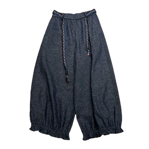 欧洲站2026春季新款欧货松紧抽绳亚麻棉宽松花边休闲九分阔腿裤女