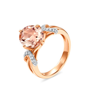 新款enzo「典雅系列」18K金摩根石钻石戒指气质轻奢女新年礼物