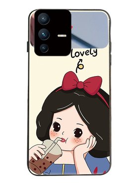 可爱公主女孩镜子补妆镜适用vivo新品S12手机壳S15E新款S10女S9卡通S7全包S6防摔S5玻璃S1外壳x70pro十+软x80