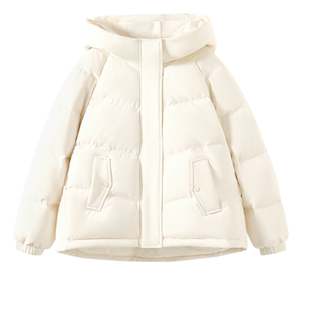 NOB真维斯羽绒服女款冬装不臃肿白色轻薄短款面包服厚棉服外套