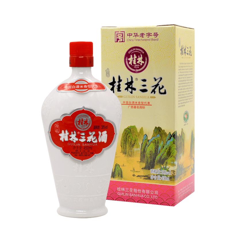 桂林珍品三花酒450ml*6瓶高度52度粮食酒米酒米香型白酒桂林特产