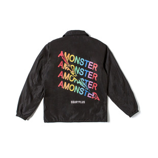 彼岸潮社AMONSTER联名SSUR PLUS 扭曲字母情侣款棉服教练夹克外套