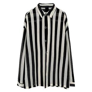 复得先生香风条纹长袖衬衫男设计感宽松免烫休闲高级衬衣新款上衣