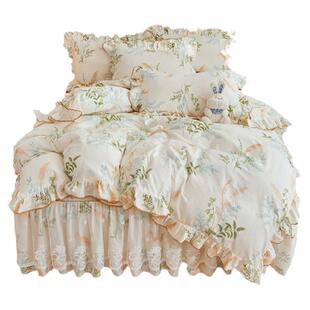 小清新全棉被套单件100纯棉1.5m200x230高级感田园风荷叶花边被罩