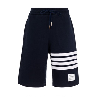 THOM BROWNE 2025男士条纹直筒短裤运动裤银泰百货精品 301574