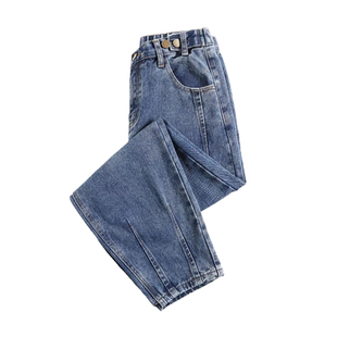 胖mm大码牛仔裤女2025春秋新款高腰显瘦哈伦小脚直筒弹力老爹裤潮