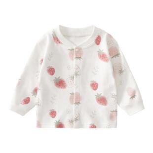 婴儿纯棉前开衫秋衣春秋款打底衫无骨新生儿衣服全棉内衣单件上衣