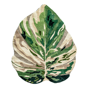 白锦龟背竹地毯客厅卧室进门地垫绿植叶子家用小清新装饰毛绒脚垫