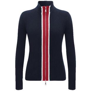 Navigare意大利小帆船翻领拉链开衫女士纯羊毛针织打底衫保暖毛衣