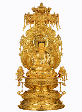 家用供奉观世音摆件黄铜贴金