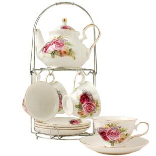 欧式陶瓷杯具杯子套装英式下午茶家用咖啡具茶具结婚礼品送架轻奢