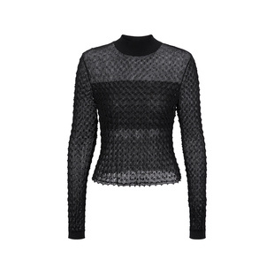 MARYLING玛俪琳秋季新品黑色半高领针织套头衫A1DGW03020