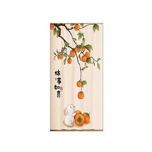 新中式空调挡风门帘免打孔卧室房间家用阳台隔断帘厨房布艺遮挡帘