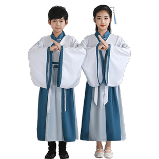 儿童国学服汉服男童套装三字经古装小学生女童弟子规演出服开笔礼