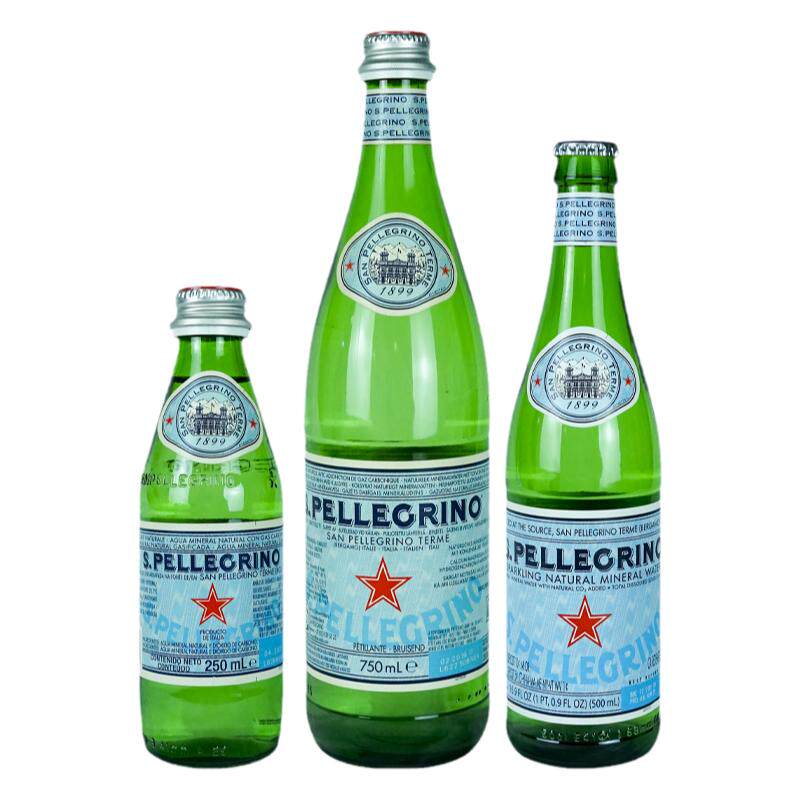意大利进口圣培露充气天然矿泉水500ml*24瓶整箱佐餐气泡水调酒