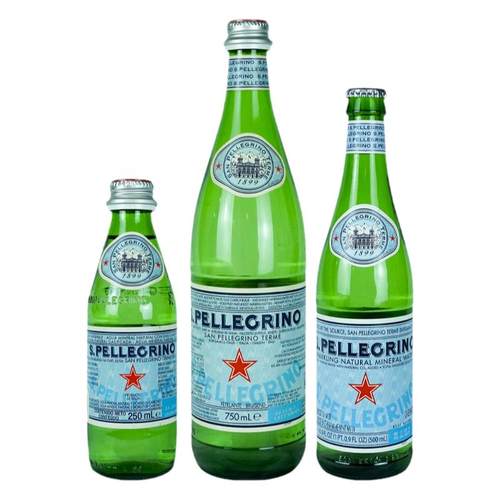 意大利进口圣培露充气天然矿泉水500ml/瓶整箱小瓶气泡水苏打水