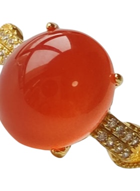 925银镀金南红开口戒指女款