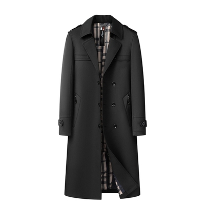 英伦风衣男外套过膝系带秋冬大衣