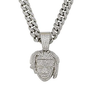 XXXTENTACION镶钻石人像吊坠男嘻哈项链女潮牌饰品hiphop欧美配饰