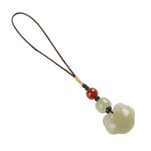 和田玉如意锁手机挂件短款防丢手机链高档玉石汽车钥匙扣挂坠吊饰