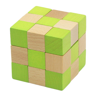 孔明锁鲁班锁榉木套装九连环解环解扣小学生机关盒子解锁玩具积木