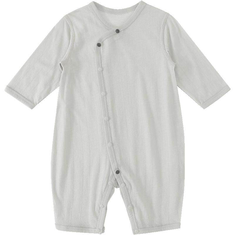 新生儿婴儿衣服夏季长袖薄款空调服睡衣莫代尔棉哈衣宝宝连体衣