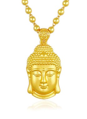 夏天项链吊坠女士男士男女佛头吊坠爆款铜镀金古法沙金佛头项链