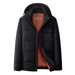 狄斯仑高端羽绒服男士2025冬季新款商务休闲保暖可脱连帽外套男装