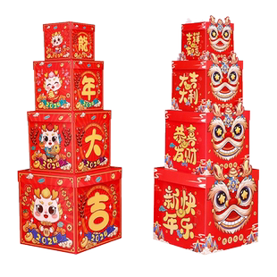 新年场景布置堆头装饰礼盒坐炮装饰品礼物摆件春节橱窗道具礼品盒