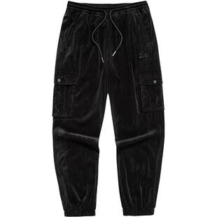 鸿星尔克运动裤女春夏宽松直筒运动裤灯芯绒薄款高腰显瘦休闲裤女