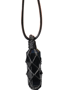 原创天然黑曜石项链男