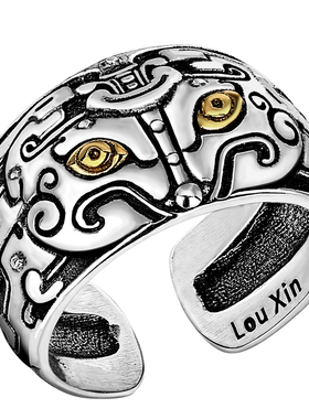 复古饕餮戒指男纯银神兽单身戒潮
