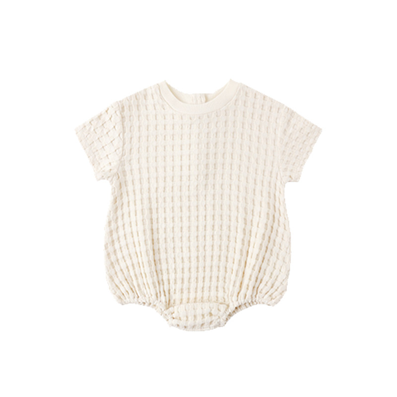 quincymae婴儿连体衣短袖爬服宝宝哈衣包屁衣夏季针织爬服家居服