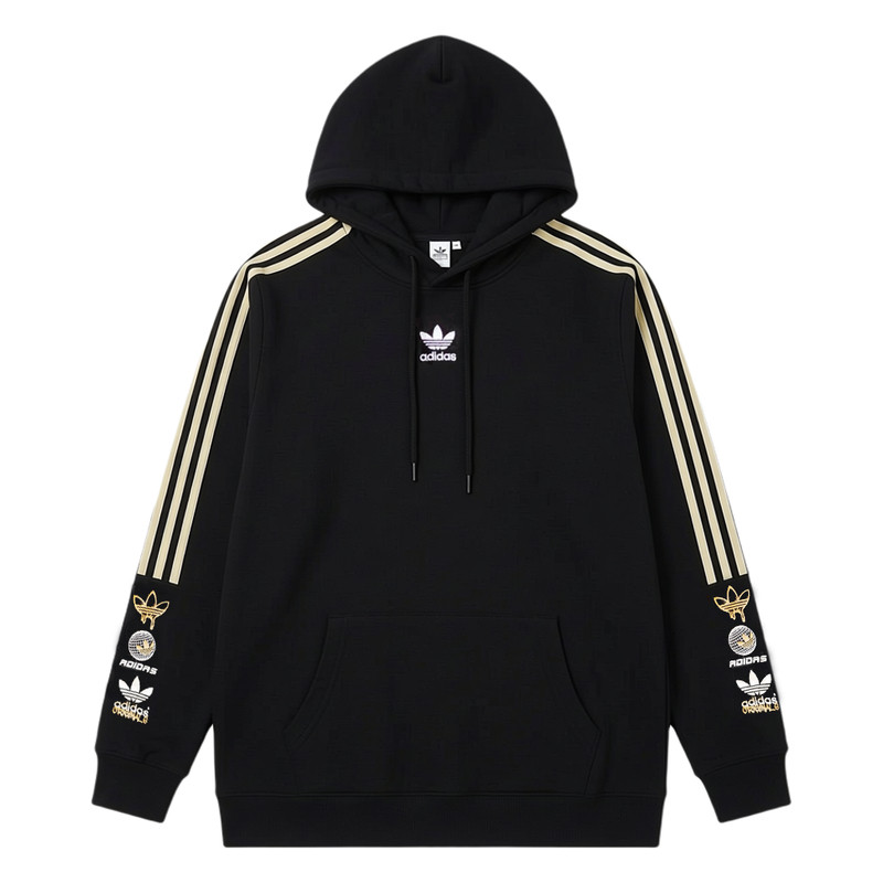 Adidas Originals棉质舒适运动连帽卫衣条纹logo可外穿打底休闲风