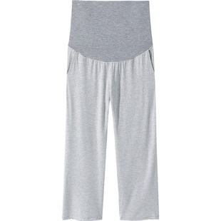 孕妇睡裤春夏薄款家居裤居家莫代尔棉七分裤产后孕晚期月子托腹裤