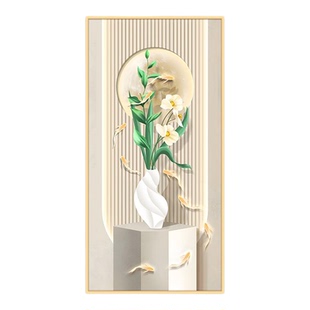 高级感奶油风装饰画玄关画入户正对门清新绿植自粘墙贴画过道壁画